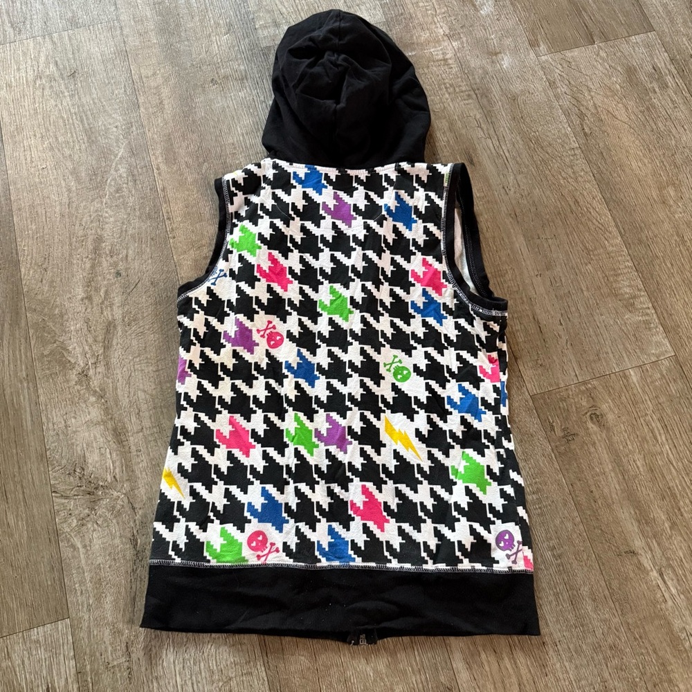 Abbey Dawn Skull Crossbones Sleeveless Hoodie XL Avril Lavigne Vtg Y2K - Picture 10 of 10